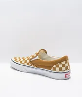 Vans Slip-On Golden Brown & White Checkerboard Skate Shoes