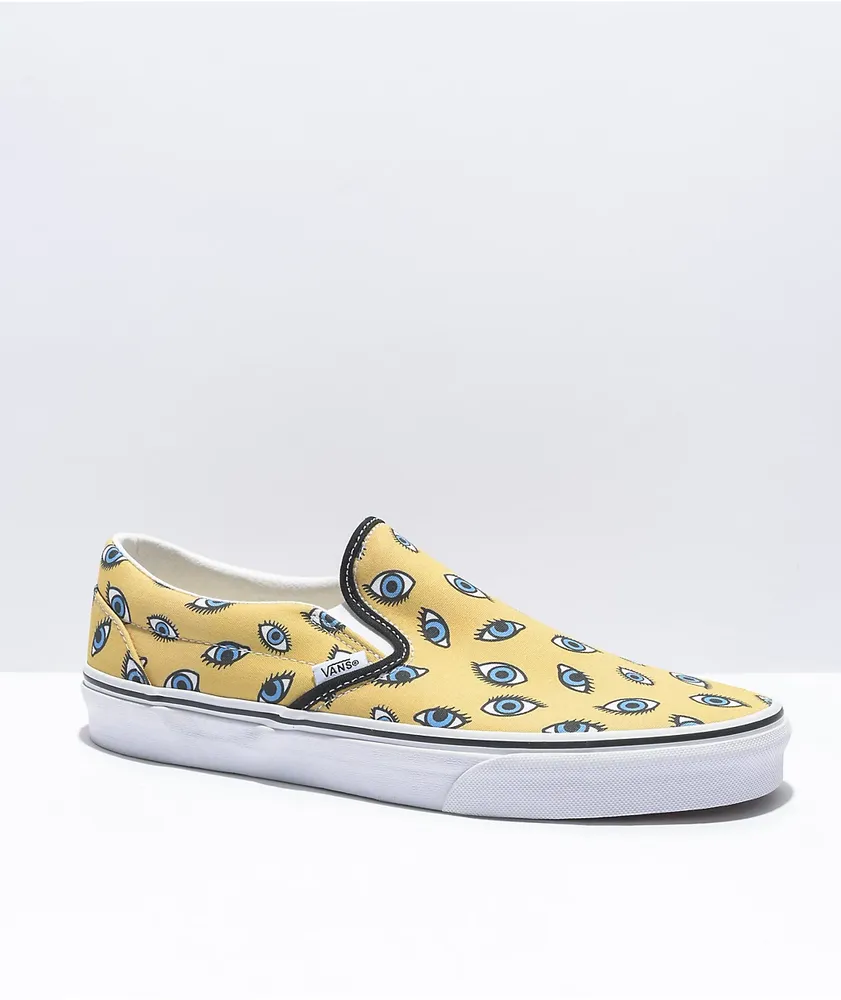 Vans Slip-On Looking Glass Yellow & White Skate Shoes