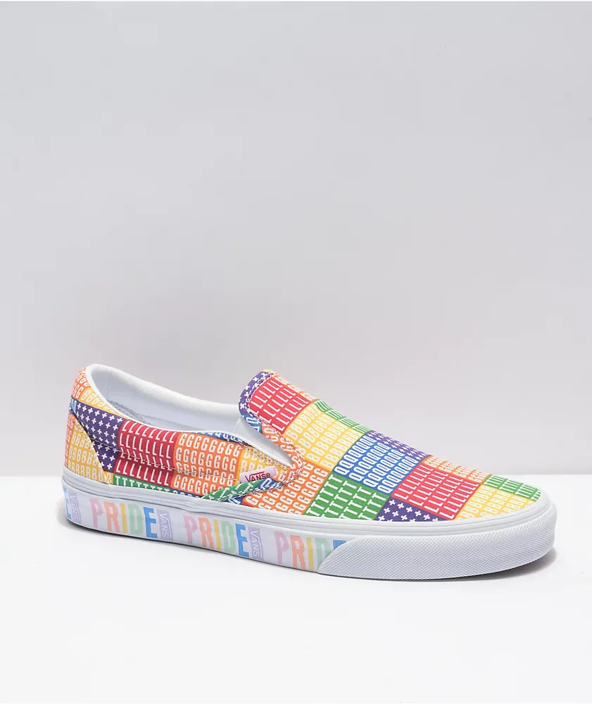 Vans Slip-On Pride Multi & White Skate Shoes