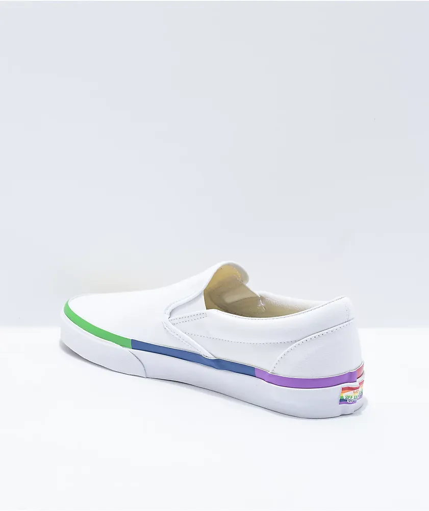 Vans Slip-On Rainbow Foxing & White Skate Shoes