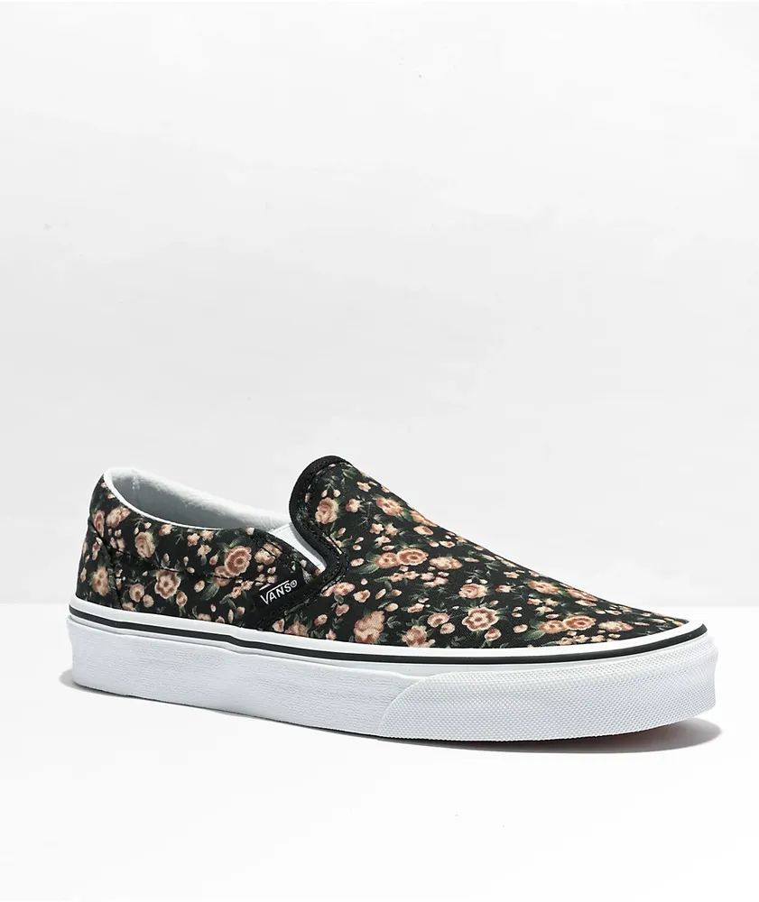 Vans Slip-On Rose Dreams Black Skate Shoes