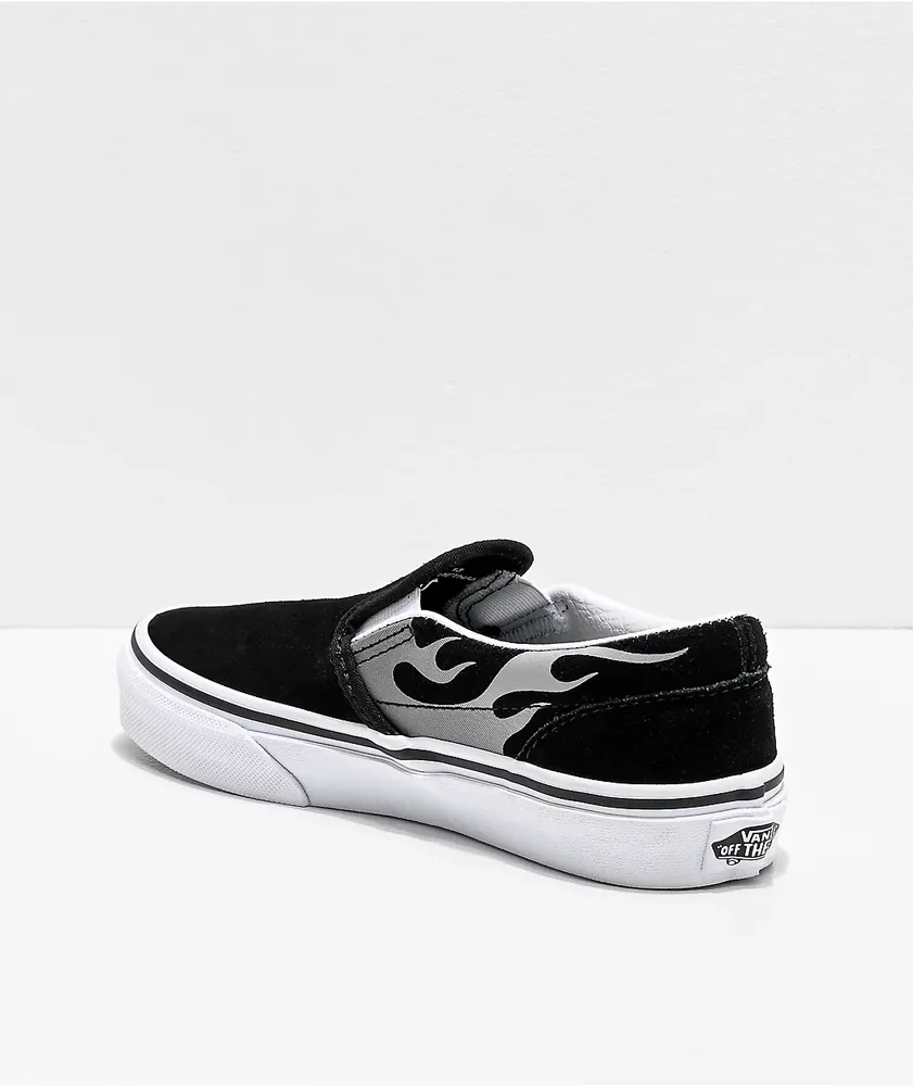 Vans Slip-On Suede Flame Black Skate Shoes 