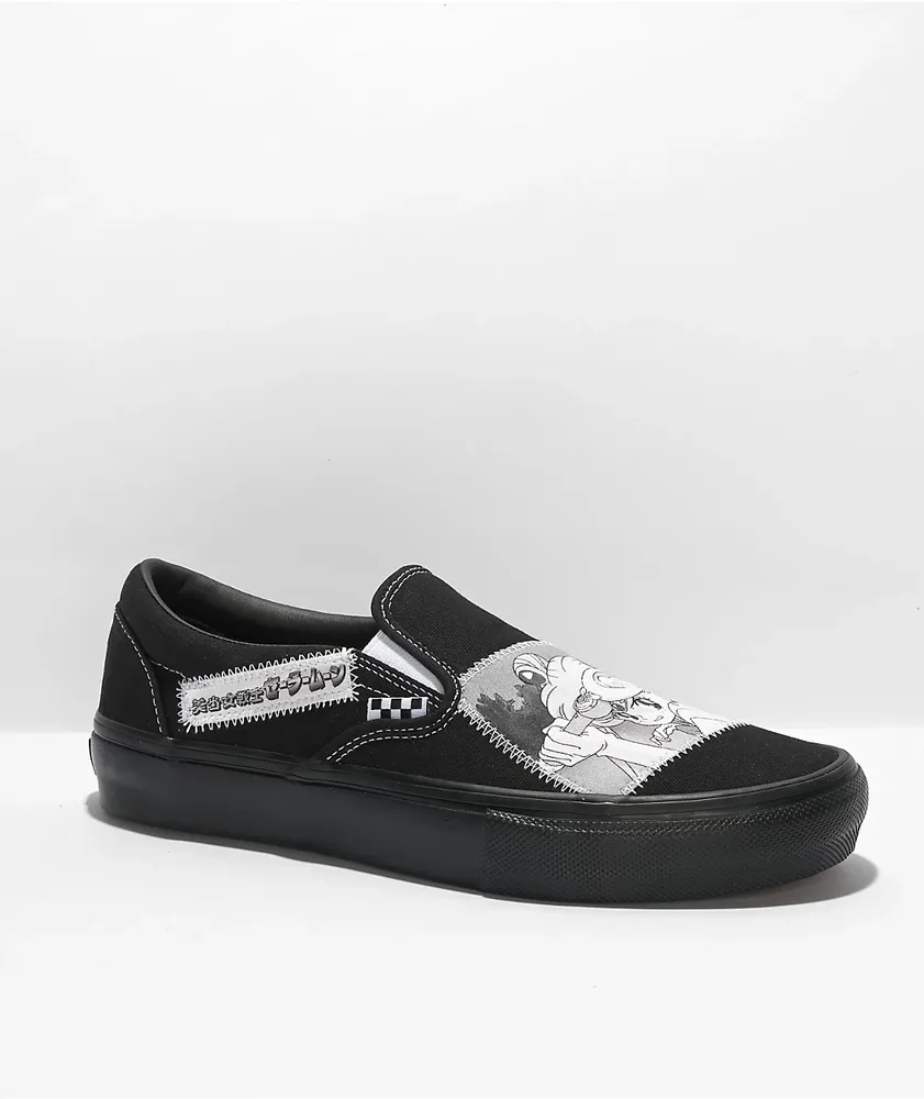 Vans x Sailor Moon Skate Slip-On Black & White Skate Shoes