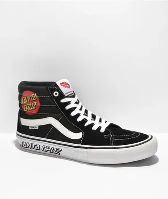 Vans x Santa Cruz Sk8-Hi Pro Black & White Skate Shoes
