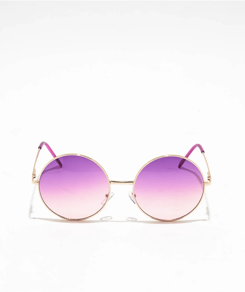 Vintage Round Purple & Pink Sunglasses