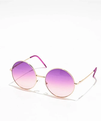 Vintage Round Purple & Pink Sunglasses