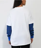 Vitriol Bixie Artificial White & Blue Layered Long Sleeve T-Shirt