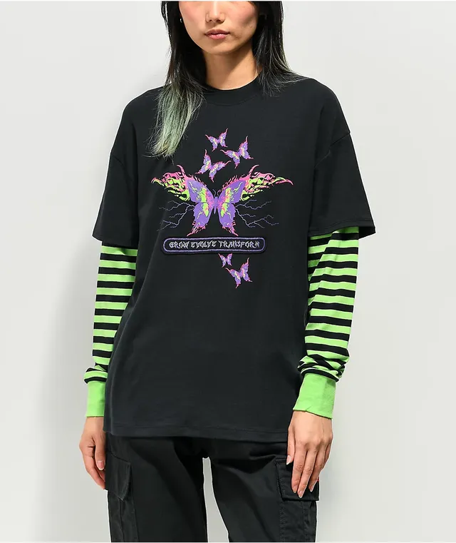 Vitriol Akeelah Black & White Layered Long Sleeve T-Shirt