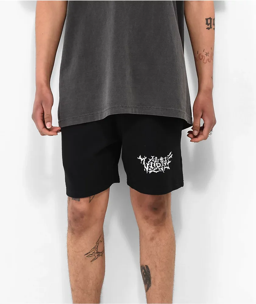 Vitriol Etched Black Sweat Shorts