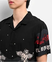 Vitriol Eternal Black Woven Short Sleeve Button Up Shirt