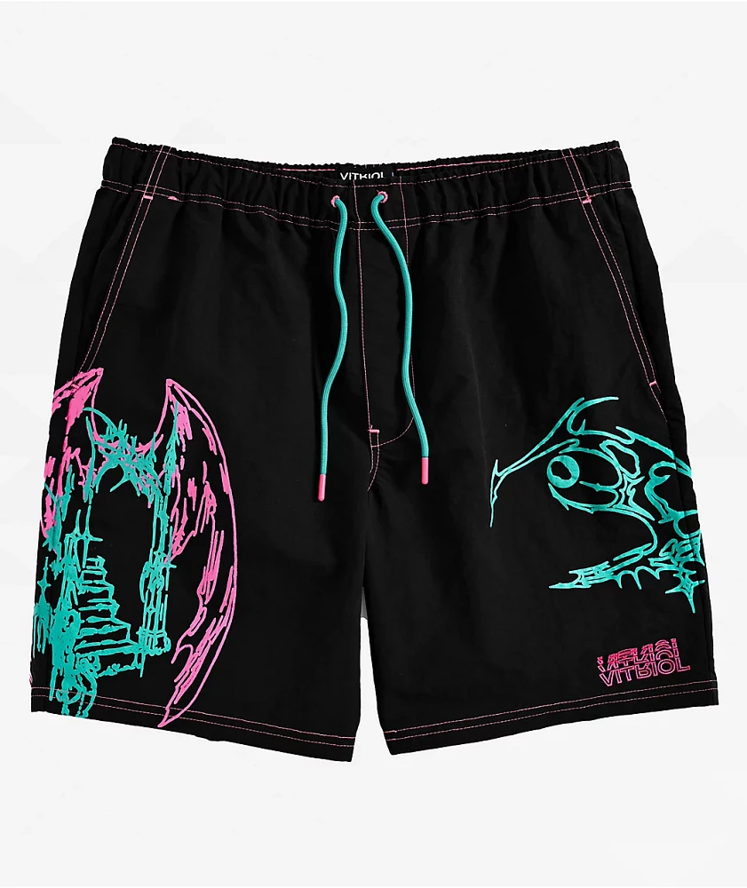 Vitriol Fusion Black, Pink & Blue Board Shorts