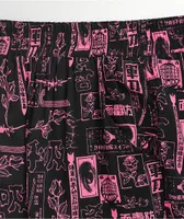 Vitriol Jazz Pink & Black Mix Print Shorts