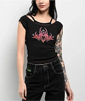 Vitriol Keeli Off Shoulder Black 2fer T-Shirt