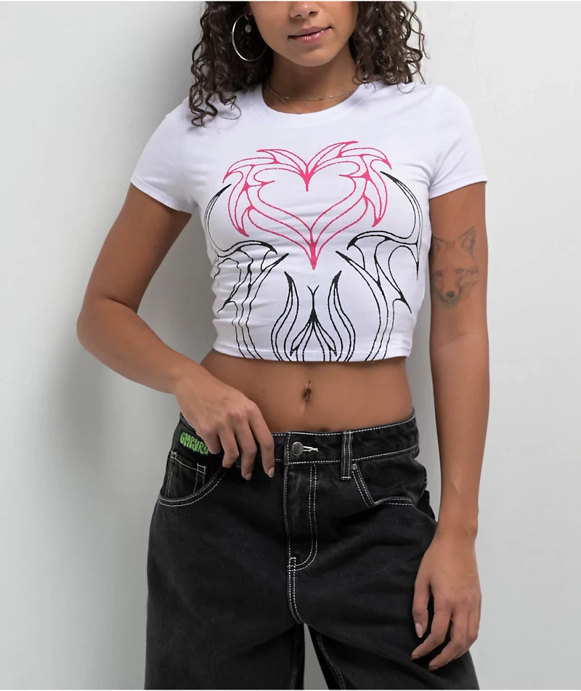 Vitriol Lina Dark Rave White Crop T-Shirt