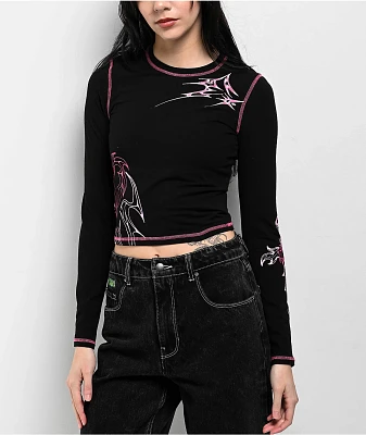 Vitriol Lottie Black Long Sleeve Crop T-Shirt