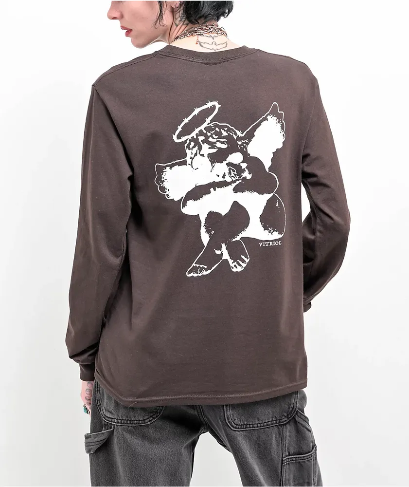 Vitriol Skull Cherub Brown Long Sleeve T-Shirt