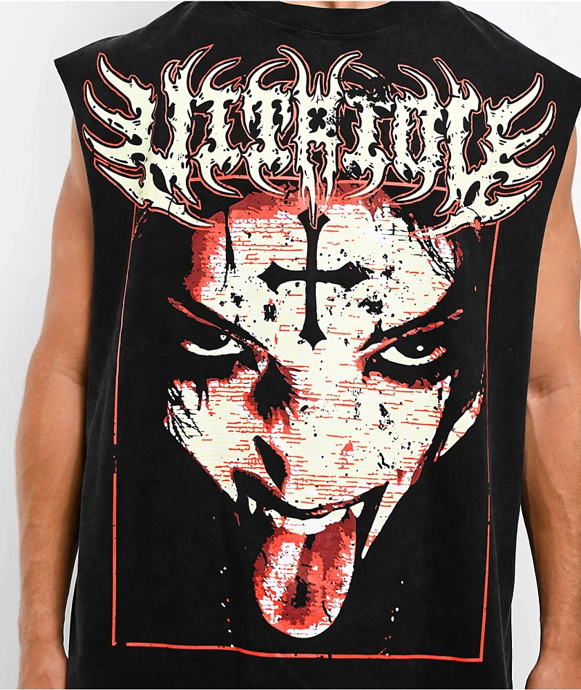 Vitriol Unfazed Black Wash Tank Top