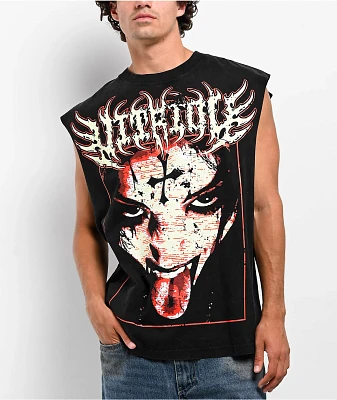 Vitriol Unfazed Black Wash Tank Top