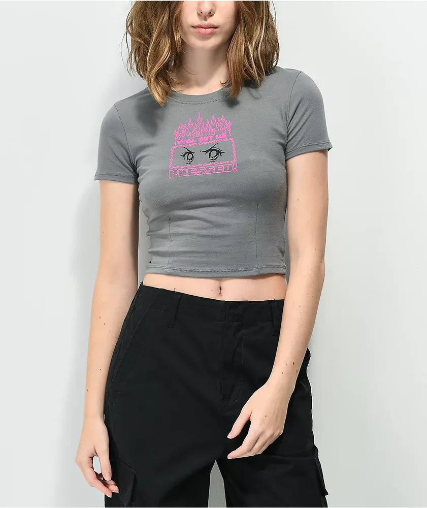 Vitriol Verity Anime Grey Crop T-Shirt