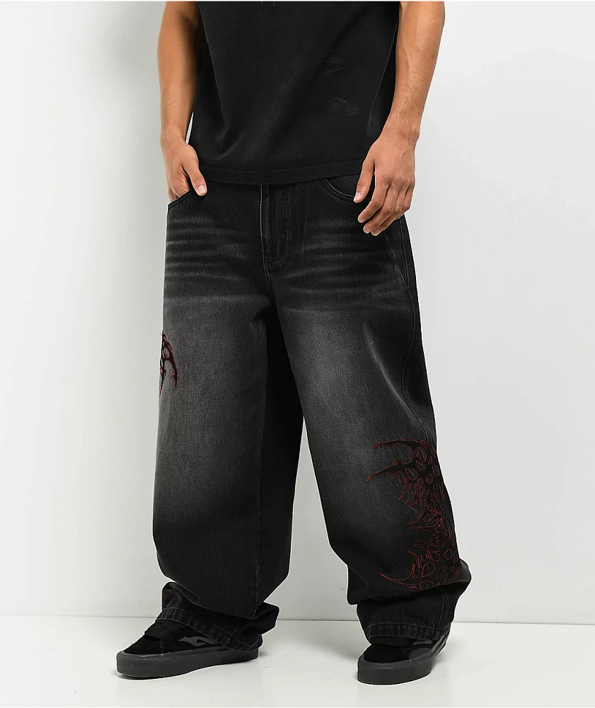 Vitriol Void Shadows Ultra Wide Black Wash Denim Jeans