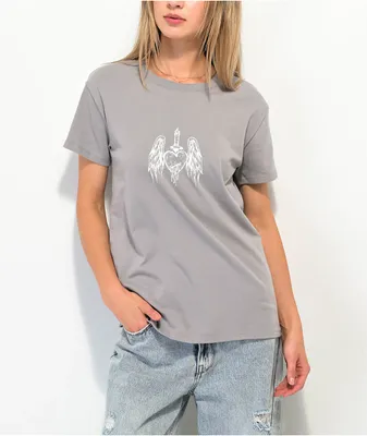 Vitriol Wounded Angel Grey Crop T-Shirt