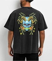 Vitriol Y2K Cyber Skull Black Wash T-Shirt