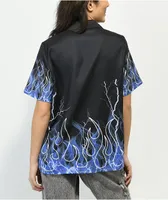 Vitriol Ziggy Anime Flame Black Short Sleeve Button Up Shirt