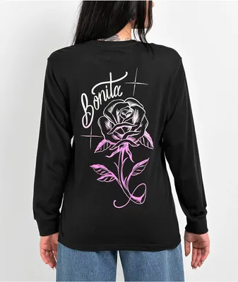 Viva La Bonita Rosa Black Long Sleeve T-Shirt