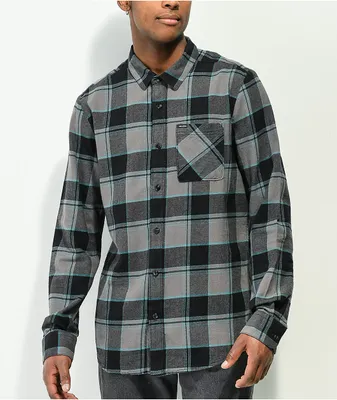 Volcom Caden Grey Plaid Long Sleeve Flannel