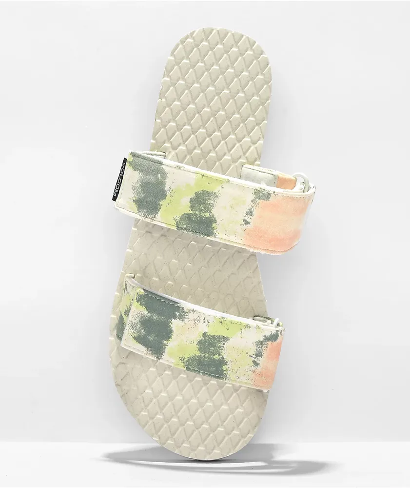 Volcom Eco Recliner Tie Dye & White Slide Sandals