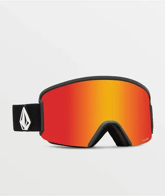Volcom Garden Matte Black & Red Chrome Snowboard Goggles