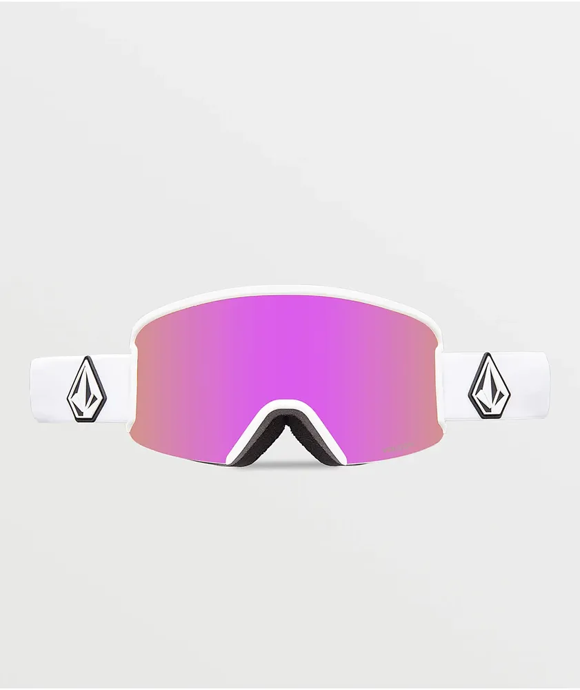 Volcom Garden Matte White & Pink Chrome Snowboard Goggles