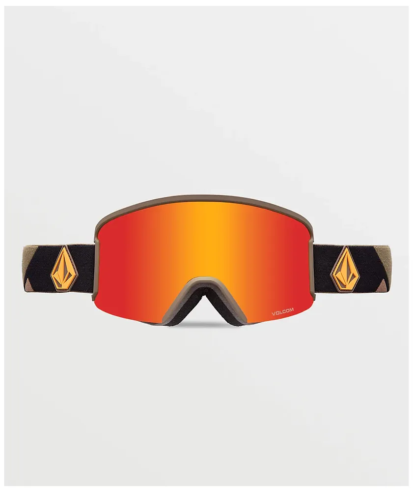 Volcom Garden Military Gold & Red Chrome Snowboard Goggles