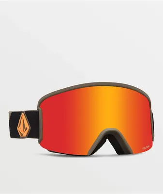 Volcom Garden Military Gold & Red Chrome Snowboard Goggles