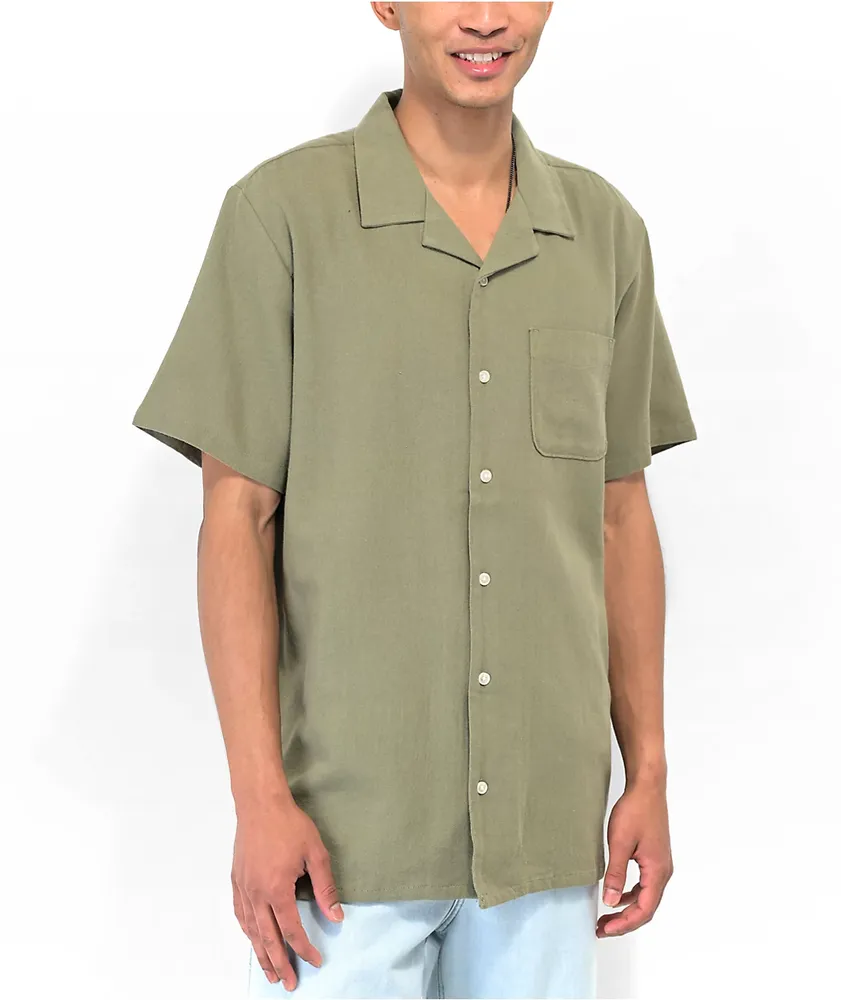 Volcom Hobarstone Green Short Sleeve Button Up Shirt