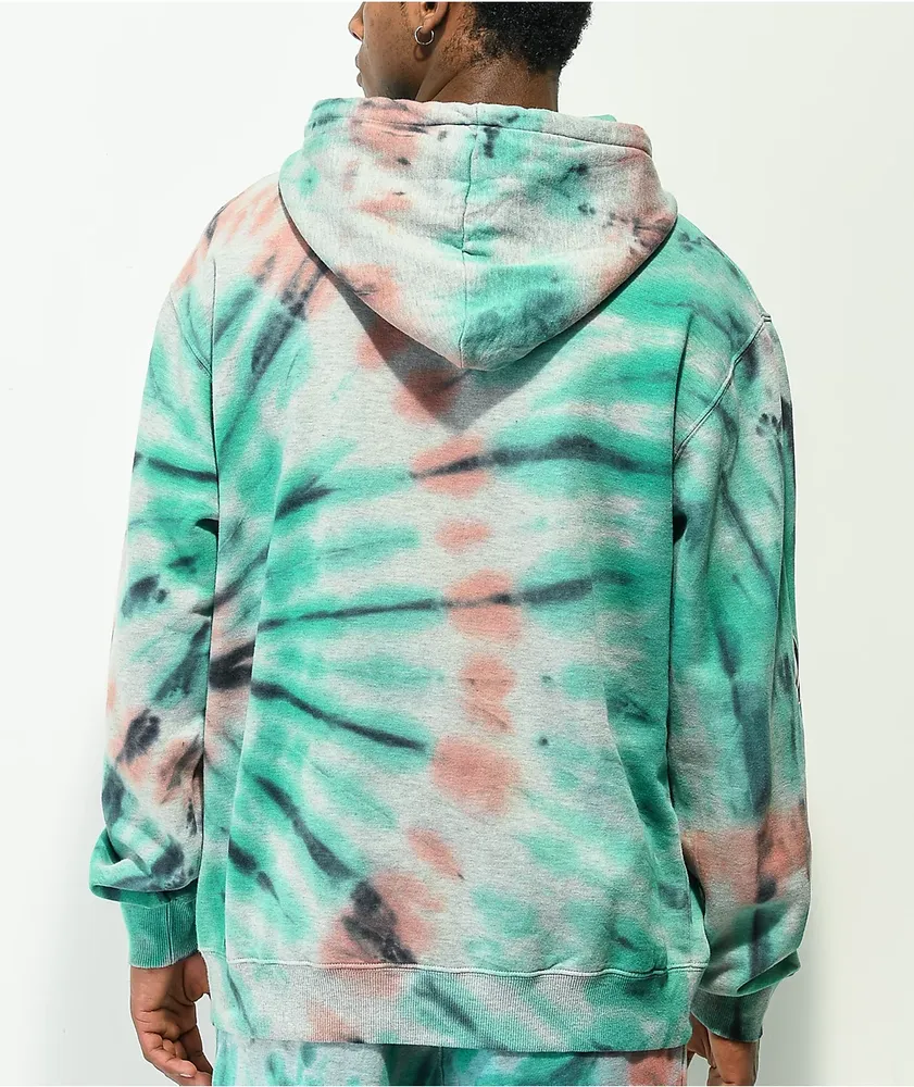 Volcom Iconic Stone Grey & Teal Tie Dye Hoodie