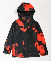 Volcom Kids' Caddoc Insulated Red & Black Tie Dye 10K Snowboard Jacket