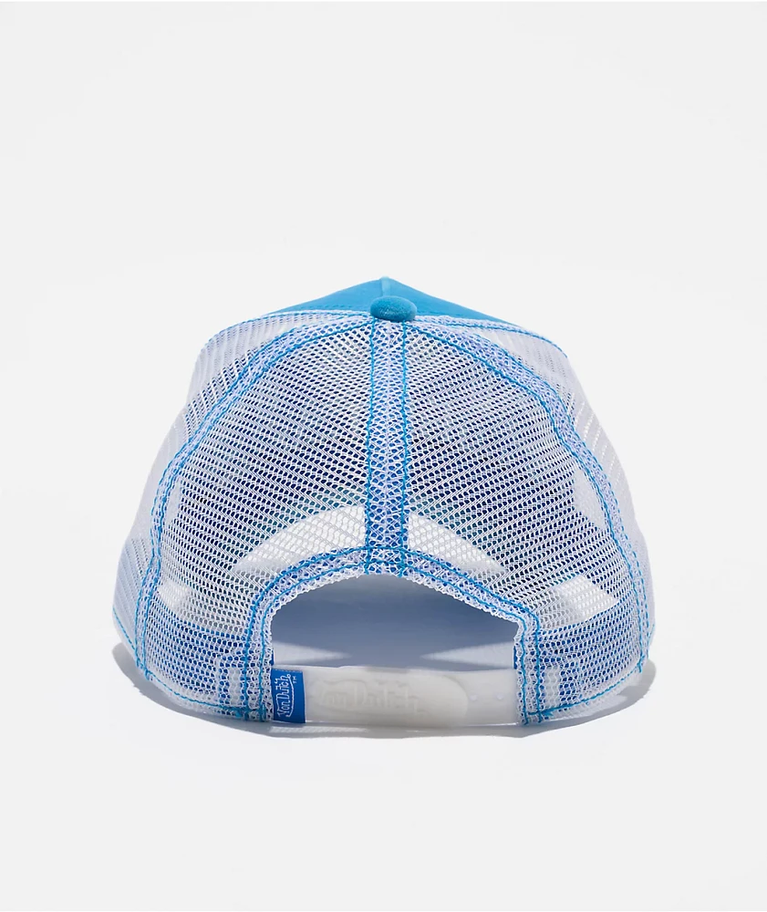Von Dutch Blue & White Velvet Trucker Hat