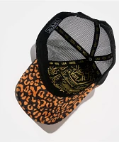 Von Dutch Cheetah Orange & Black Velvet Trucker Hat