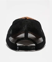 Von Dutch Cheetah Orange & Black Velvet Trucker Hat