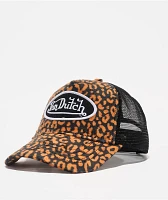Von Dutch Cheetah Orange & Black Velvet Trucker Hat