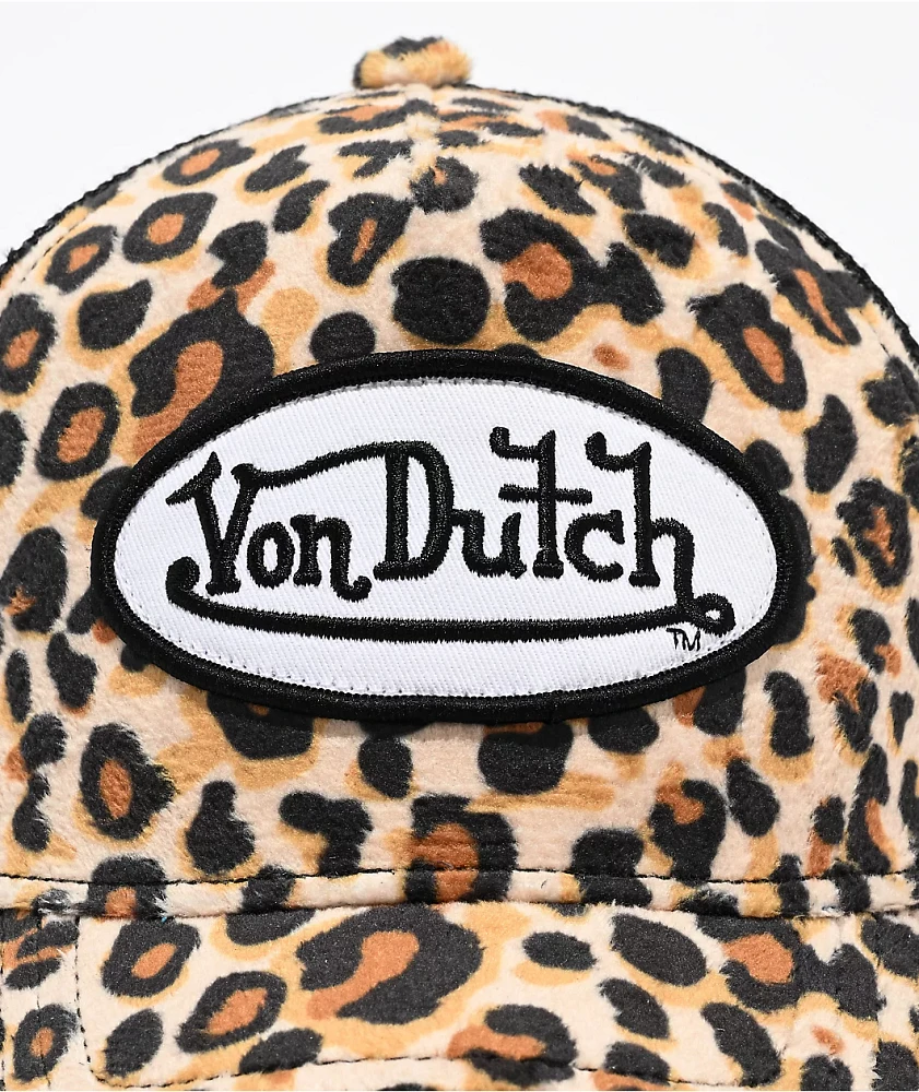 Von Dutch Cheetah Velvet Trucker Hat