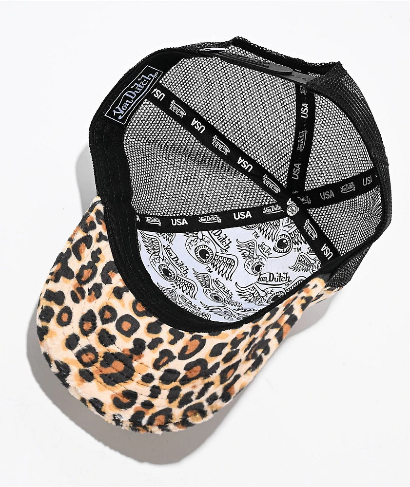 Von Dutch Cheetah Velvet Trucker Hat