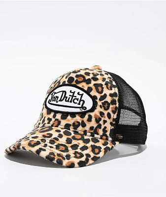 Von Dutch Cheetah Velvet Trucker Hat