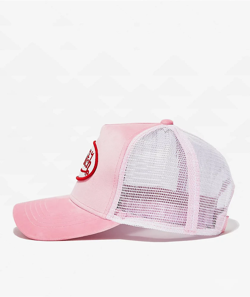 Von Dutch Crush Velvet Pink Trucker Hat