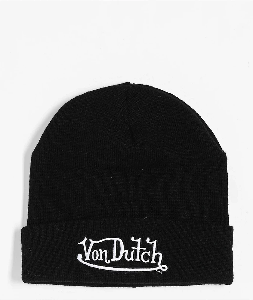 Von Dutch Cuff Black Beanie