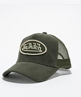 Von Dutch Dark Green Corduroy Trucker Hat