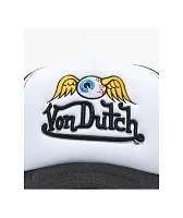 Von Dutch Flying Eyeball Wordmark Black Trucker Hat