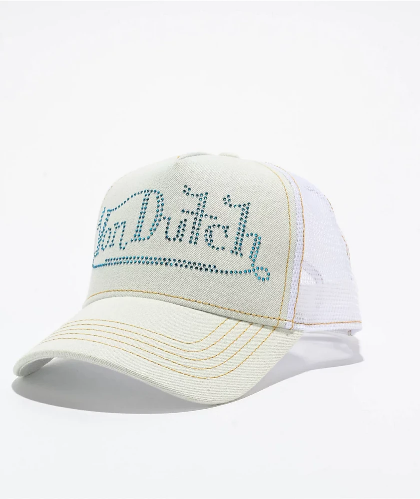 Von Dutch Light Blue Stone Denim Trucker Hat