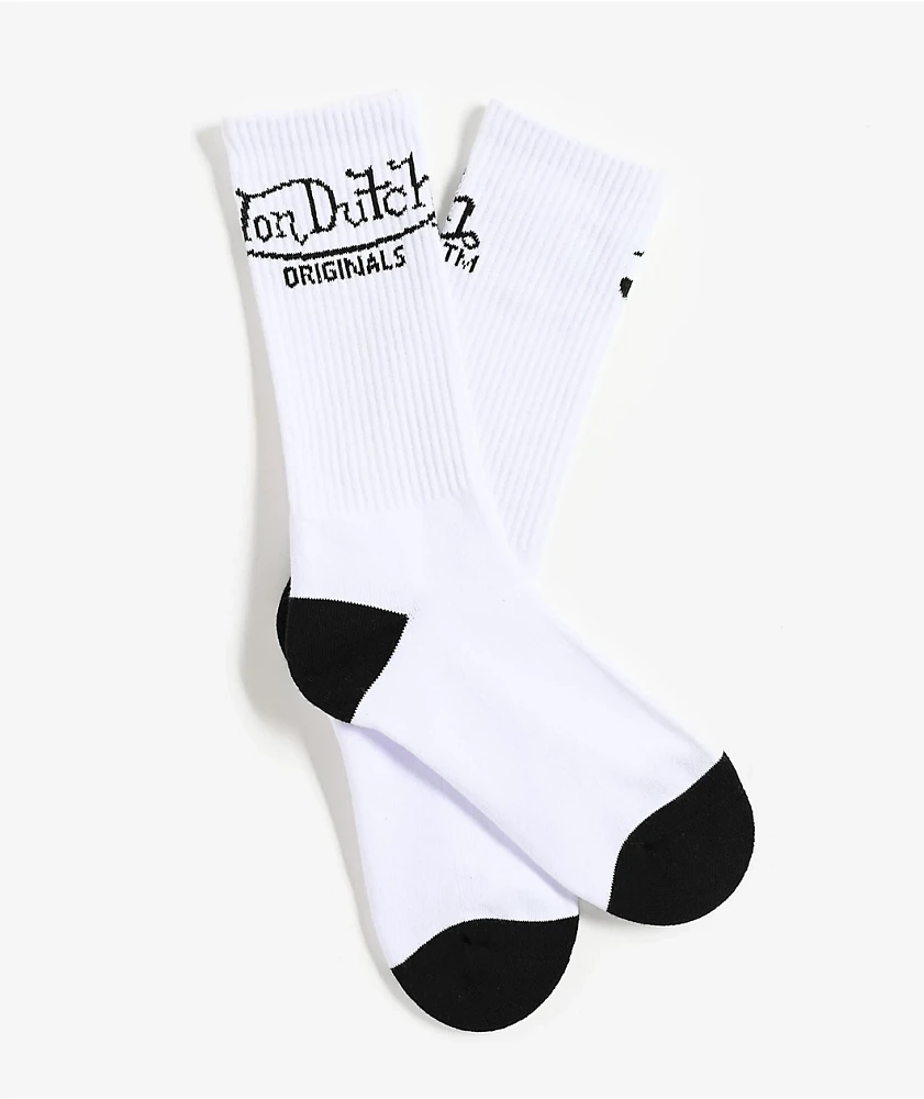 Von Dutch Logo White Crew Socks